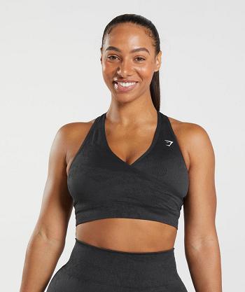 Gymshark Adapt Camo Seamless Sport Bh Dam Svarta Svarta Grå | SE 2969EBC